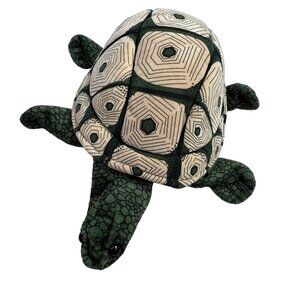 Folkmanis Turtle Hand Puppet Tortoise Green Tan Plush Stuffed 12"